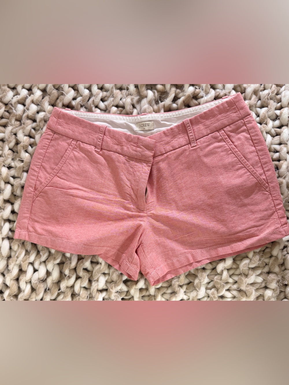 J. Crew Light Red Women's Flat Front 3 1/2" Chambray Short